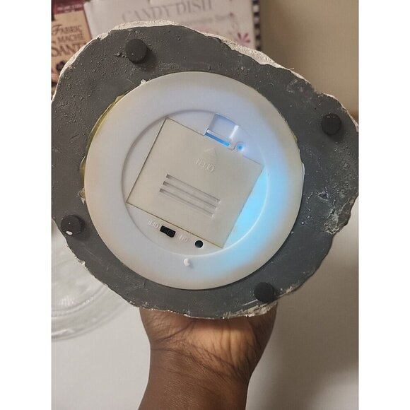 Colorful Christmas Light Sitting Santa Claus Candy Dish with A Glass Tray Tested - Picture 10 of 16